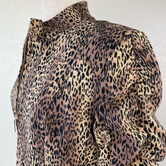 Erin London Full Zip Leopard Print Jacket Size Petite Medium EUC - Picture 5 of 7